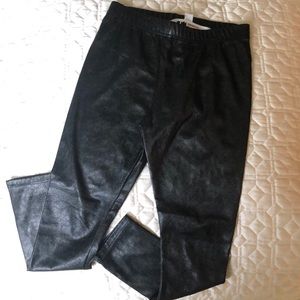 4T girls faux leather black leggings by omami mini